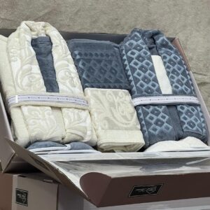 Couple bathrobe - grey offwhite