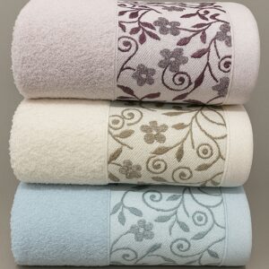 Plain Towels Set - Flowers