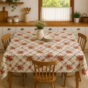 Vintage floral plaid Tablecloth