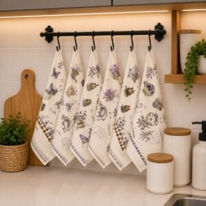 Lavender butterfly kitchen towel- set of 6