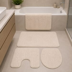 Off-white line luxury bathroom mat - set of 3