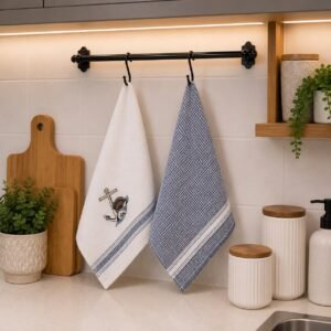 Dark blue Beach kitchen towel set of 2