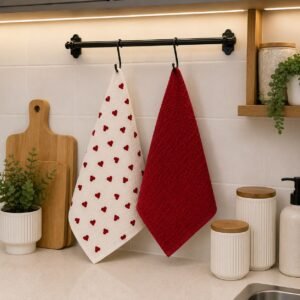 Heart's  red kitchen towel set of 2