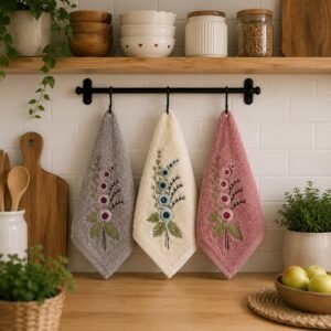 Cotton embroidered kitchen towel set
