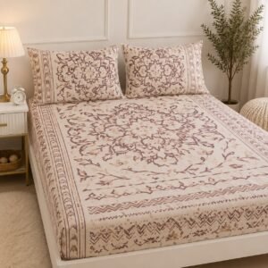 Brown floral fitted sheet