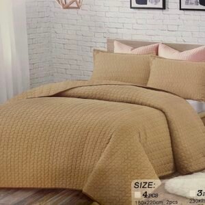 Beige plain color bedspread set