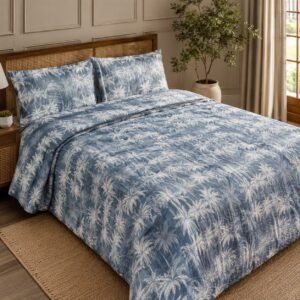 Blue plain color bedspread set