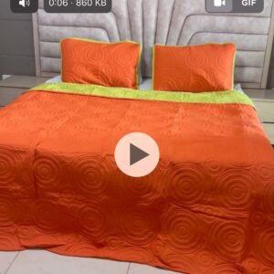 Orange plain color bedspread set