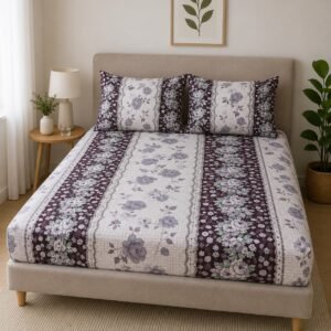 Fitted sheet brown floral