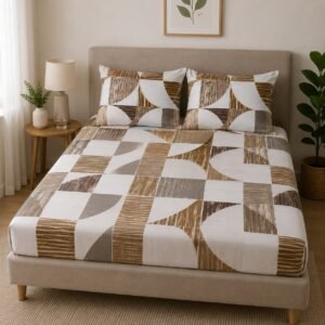 Yellow brown fitted sheet