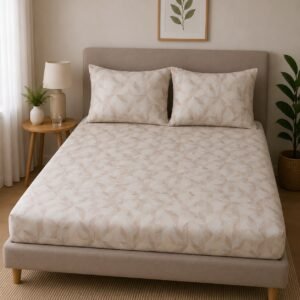 Beige fitted sheet