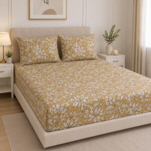 Fitted sheet floral white